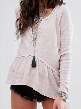 We the free coastal thermal peplum top